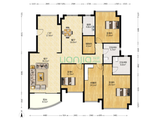 合景峰汇三期 3室2厅2卫 174平方