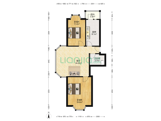 森林人家 2室1厅1卫 86平方