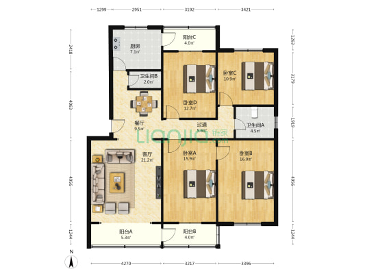 东城壕小区 4室2厅2卫 149平方
