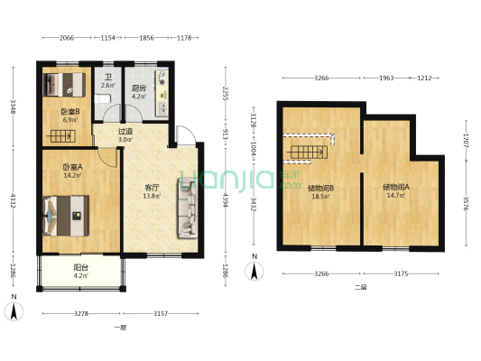 寺池 2室1厅1卫 61平方