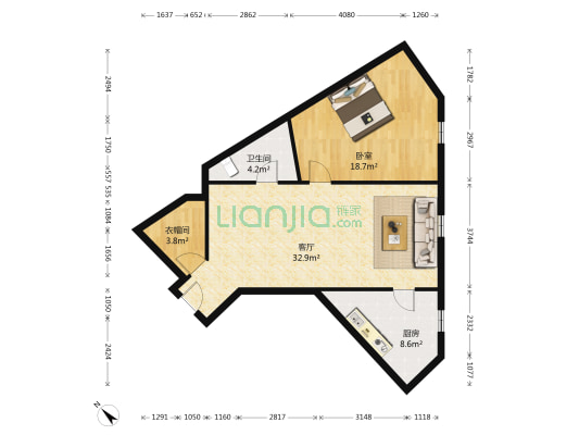 海关新苑 1室1厅1卫 89平方