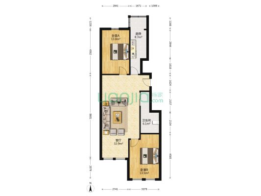 富丁大厦 2室1厅1卫 93平方