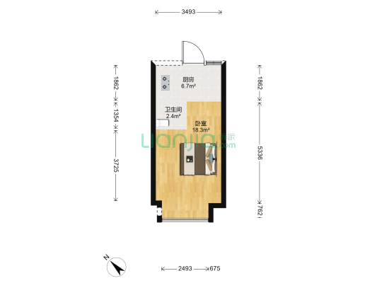 闽侯时代广场 1室0厅1卫 37平方