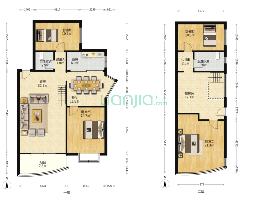懋园九里居 4室2厅2卫 159平方