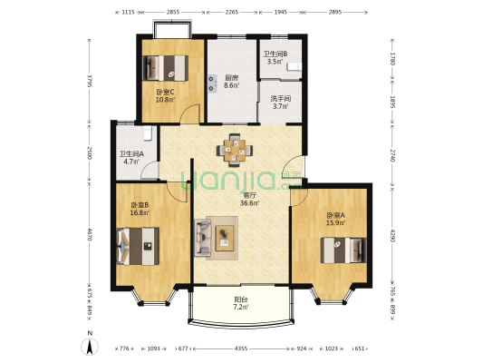 古巷新村 3室1厅3卫 130平方