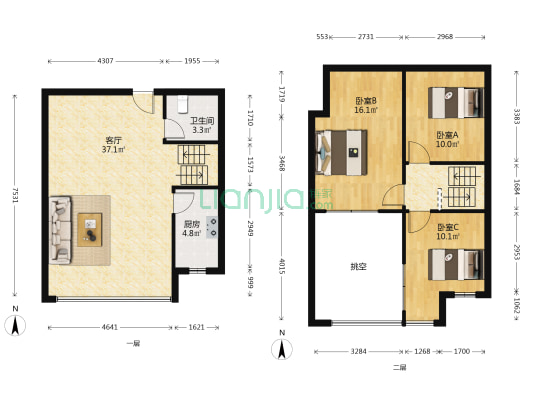 武汉大悦城 3室1厅1卫 72平方