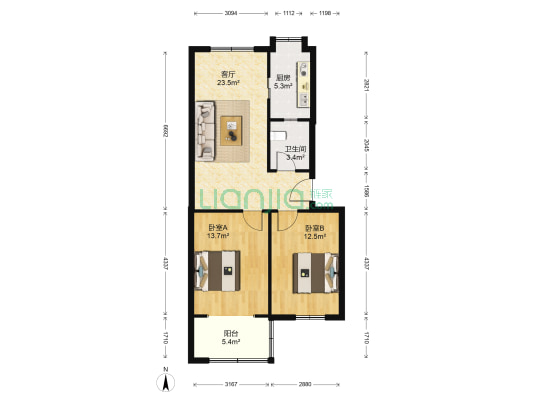 长江委永清小区 2室1厅1卫 75平方