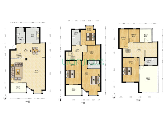 摩尔城雍景园 4室2厅4卫 208平方
