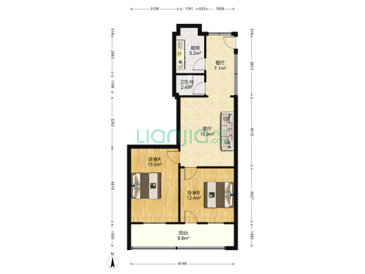 襄阳市特殊教育学校家属院 2室2厅1卫 79平方