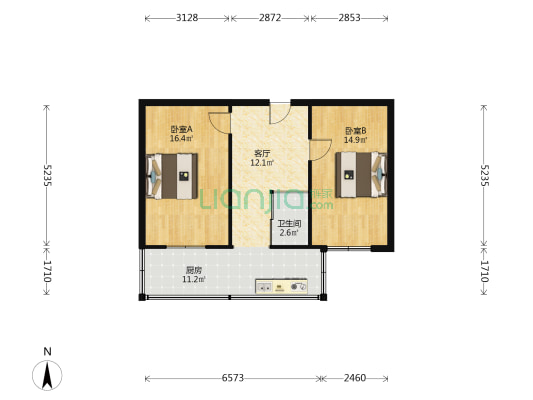 通用小区 2室1厅1卫 61平方
