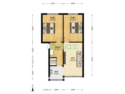 前桶巷 2室1厅1卫 63平方