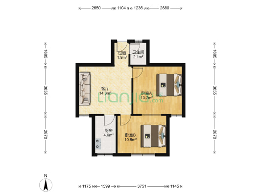 引滦楼 2室1厅1卫 53平方