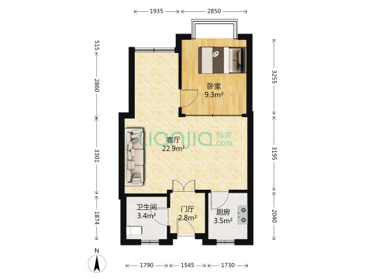 锦都 1室1厅1卫 54平方
