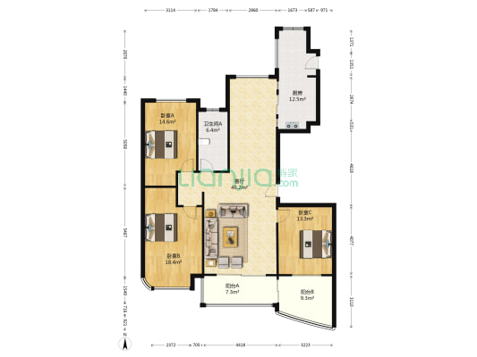 融侨·华府 3室1厅1卫 140平方