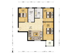 这个房子南北通透，三居室，采光好-涿州军怡公馆户型图