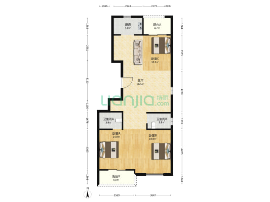 上河景苑 3室1厅2卫 125平方