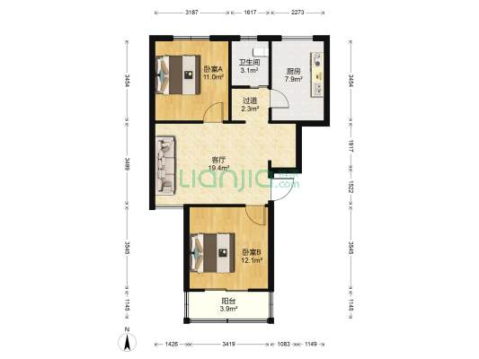 成山小区商住楼 2室1厅1卫 73平方