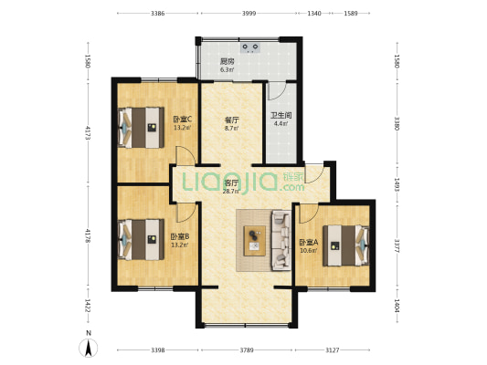 西大街440号 3室2厅1卫 97平方