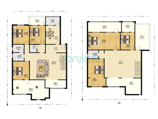 黄金堡高级住宅区 6室3厅4卫 317平方