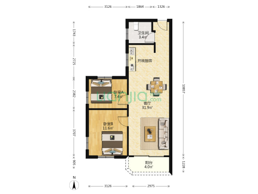 民航小区利民南街 2室1厅1卫 71平方