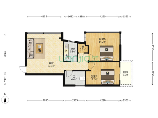 欣盛楼 2室1厅1卫 81平方