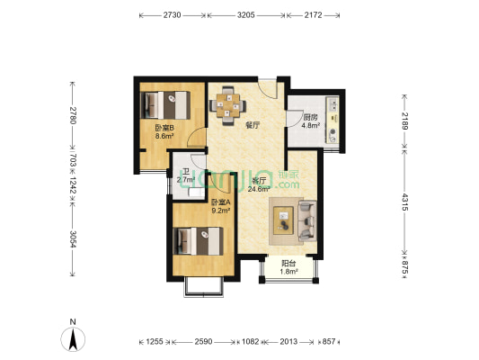 風華時代 2室1厅1卫 74平方
