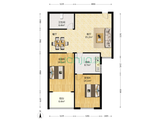 嘉铭苑 2室1厅1卫 98平方