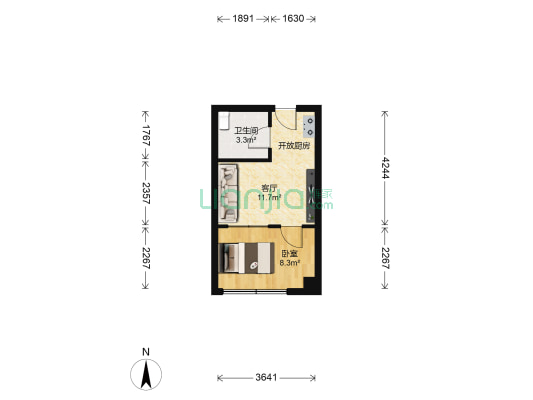 海城大厦 1室1厅1卫 36平方