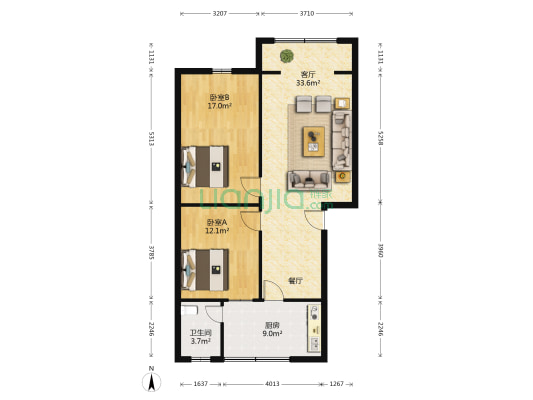 南洋公寓 2室1厅1卫 92平方