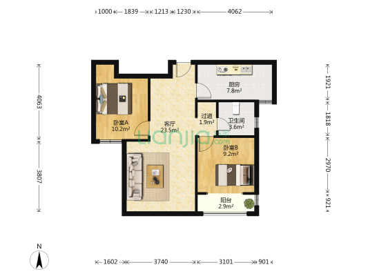 伟东幸福之城一期 2室1厅1卫 82平方