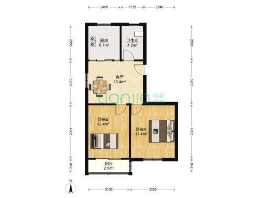 新庄西路18号 2室1厅1卫 65平方