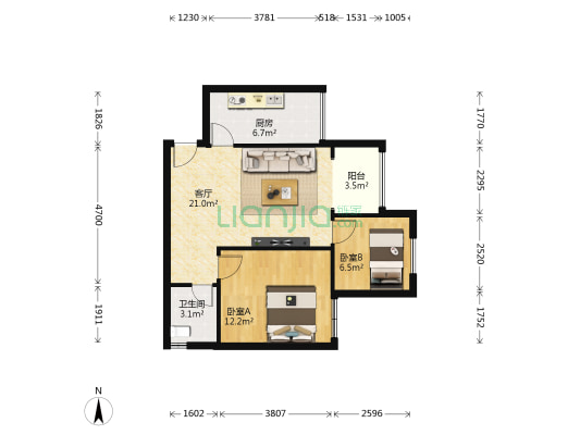 派克蜜城 2室1厅1卫 52平方