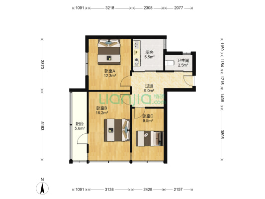 安徽农机 3室0厅1卫 81平方