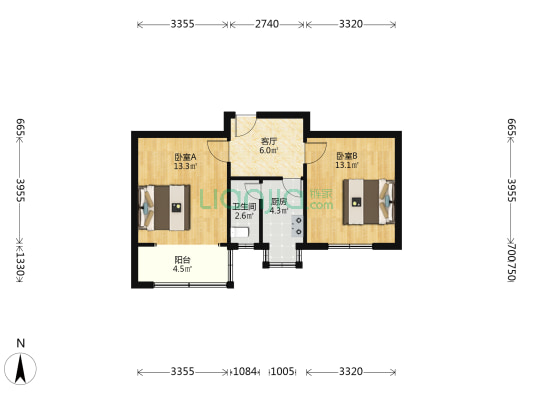 沙口路28号院 2室1厅1卫 52平方