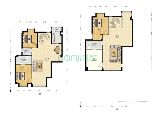 东坂花园 3室2厅3卫 195平方