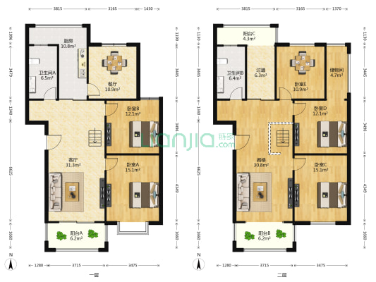 东方名苑 5室2厅2卫 198平方