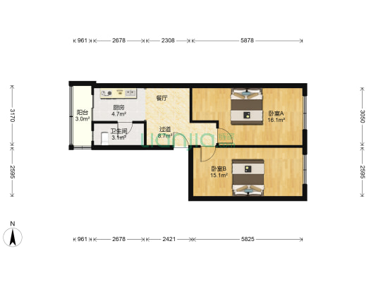 外贸楼 2室0厅1卫 64平方