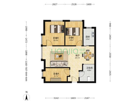 未来·理想家 3室1厅1卫 95平方