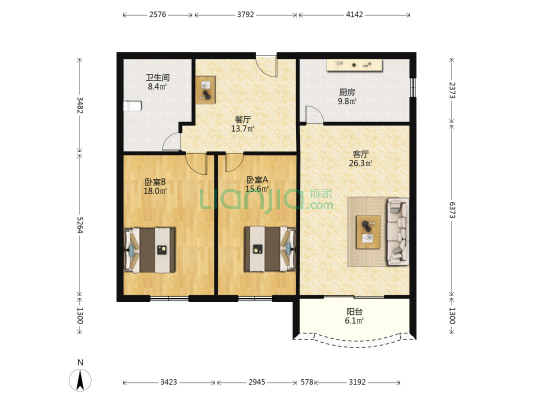 锦城大厦 2室2厅1卫 138平方