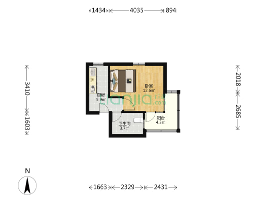 谈家桥路163弄 1室0厅1卫 32平方