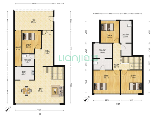 天琅 4室1厅3卫 98平方
