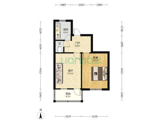 绍鋼新村一村 1室1厅1卫 52平方