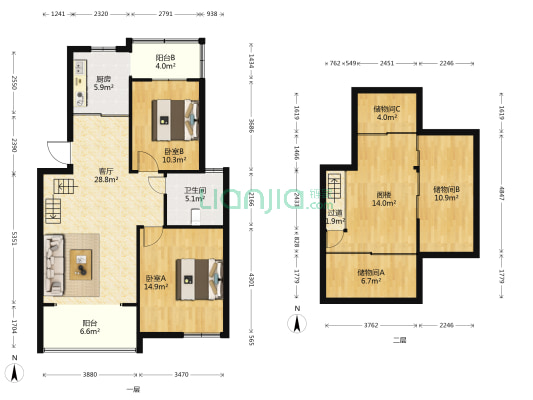 天琪福苑 2室1厅1卫 86平方