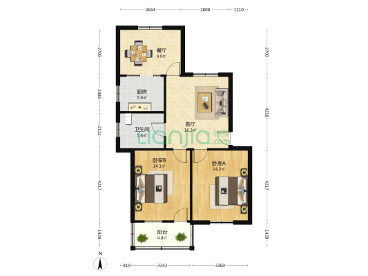 乌镇隆源路 2室2厅1卫 83平方