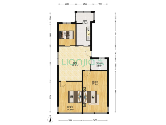 厦华商住楼 3室1厅1卫 95平方
