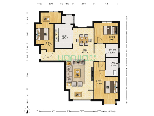 当代MOMA沿湖城 3室1厅2卫 143平方