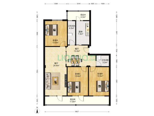 省水利厅家属院（东城壕） 3室2厅2卫 160平方