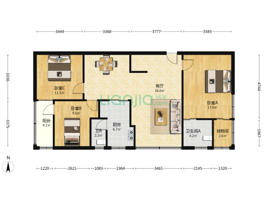 工商局宿舍东苑 3室1厅2卫 120平方
