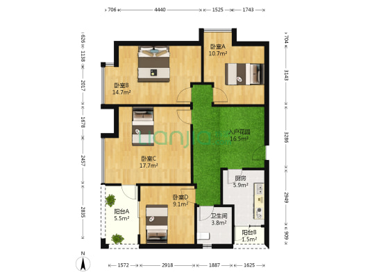 锦绣楠郡 4室0厅1卫 102平方