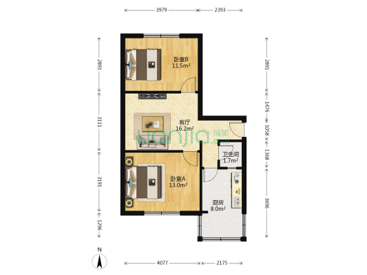 肖家河东三巷5号 2室1厅1卫 60平方